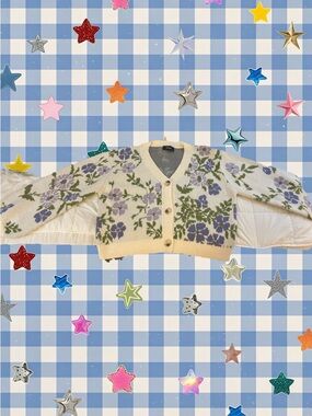 Cider Cream Knit Cardigan with Lavender and Olive Detail